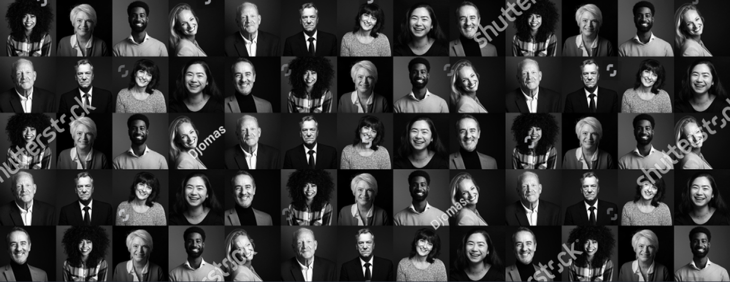 stock photo collection of happy people faces black and white edition 1532274812